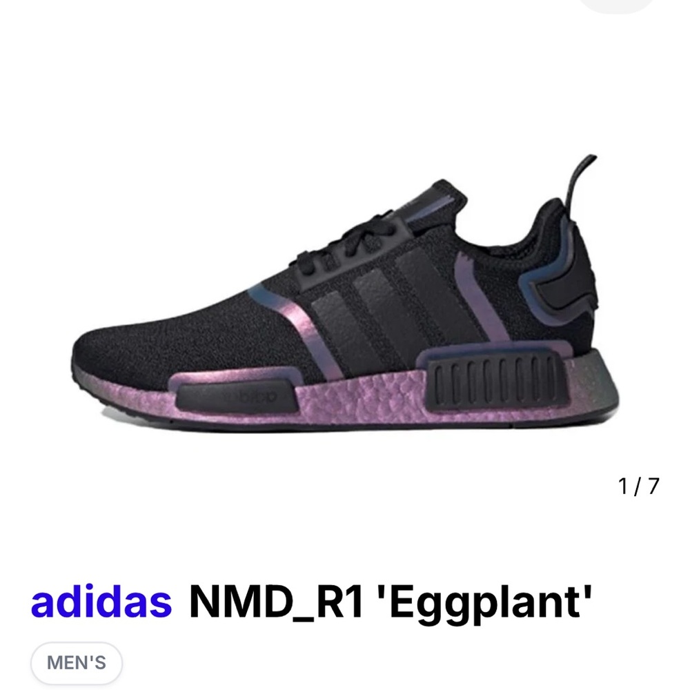 Adidas NMD_R1 Black and Purple Mens Sneakers - Picture 4 of 12
